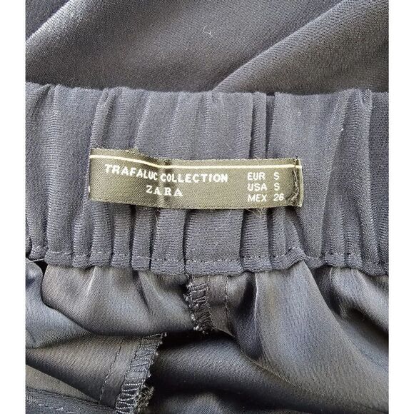 Zara Trafaluc Collection Pull On Tie Front Culottes Pants Blue Size Small - Picture 3 of 3